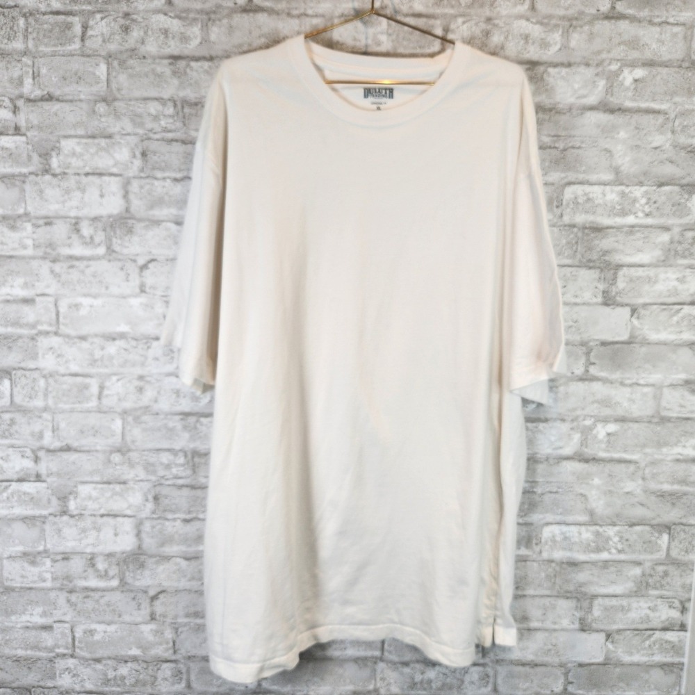 Duluth Trading Co T-Shirt Longtail Cotton Short‎ Sleeve Workwear White XL